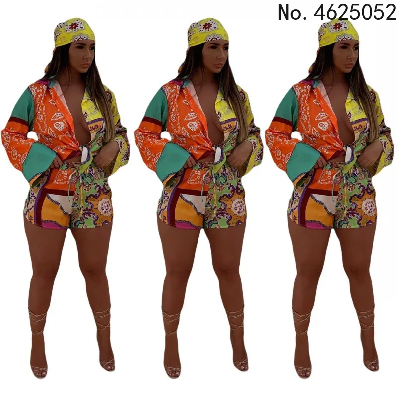 

Комплект из 3 предметов, сексуальный летний и осенний Модный женский комплект 2021, женские топы, рубашка с длинным рукавом и цветочным принто...