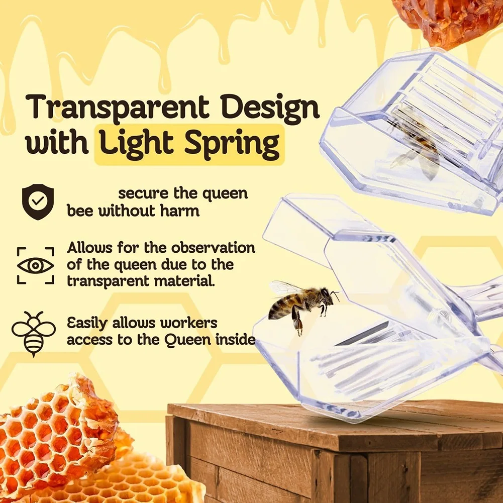 Фото AB33-Прозрачные зажимы для пчеловодства Queen Bee Clip Queen Bee Cage Catcher Queen Bee Clips для пчел №2
