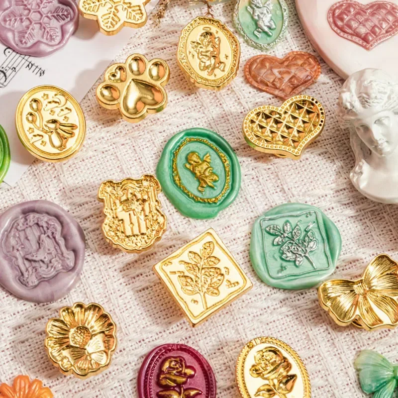 

Flower Fire Paint Wax Seal Stamps Cartoon Embossed Stamp Head Greeting Cards DIY Decoration Wedding Invitation Sealing Scrapbook