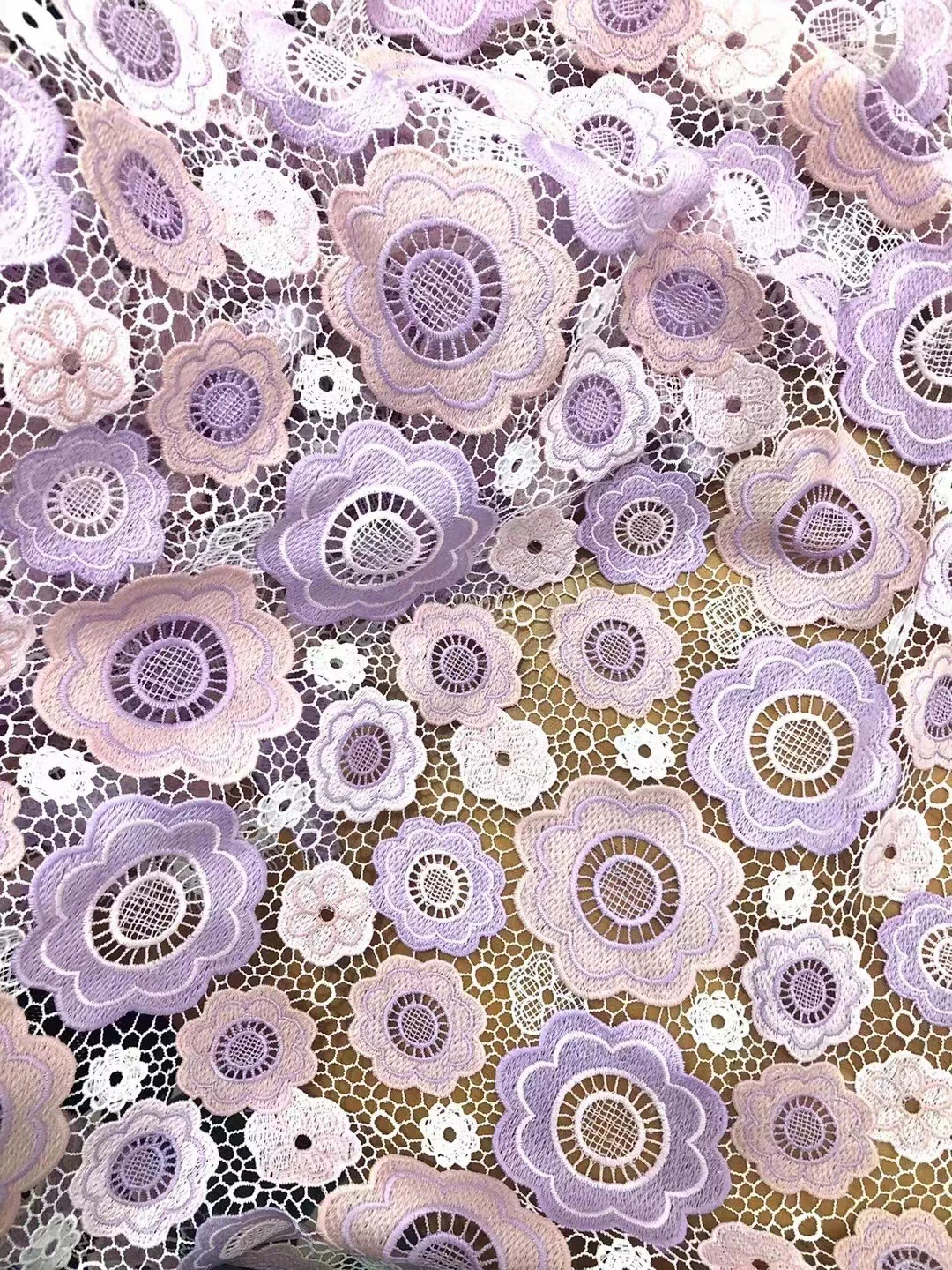 

Latest fashion African fabric with water-soluble purple looped embroidery fabric French women's dress
