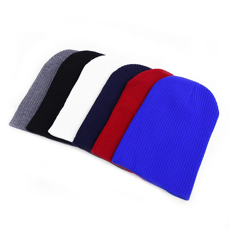 Однотонная вязаная шапка с черепом зимние теплые облегающие шапки манжетами для