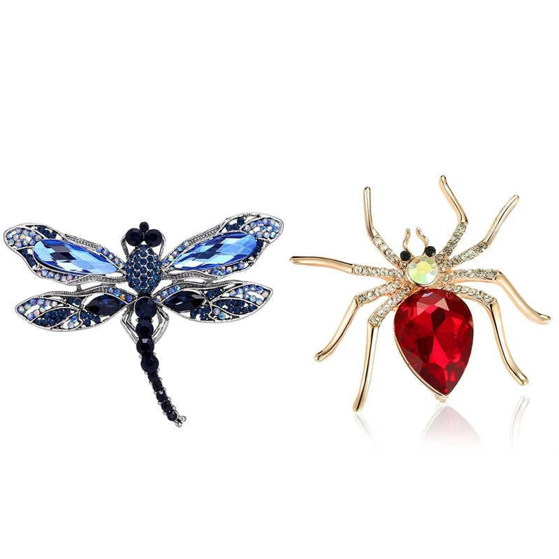 

Fashion Alloy Spider Crystal Brooch With Fashion Vintage Dragonfly Brooches For Women Large Insect Brooch