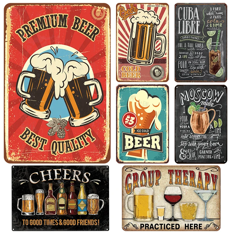 

Pub Shots Menu Beer Advertise & Cheer Slogans Retro Vintage Signs Bar Decoration Wall Decor Metal Plate Poster For Beer Fest