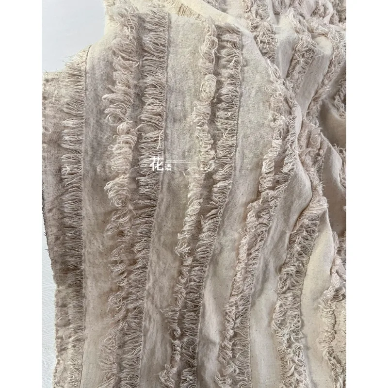 

Jacquard Fabric Strip Cut Pattern Washed Old Texture Designer Apaprel Sewing Fabric Cloth Sewing Meters Cotton Linen Material