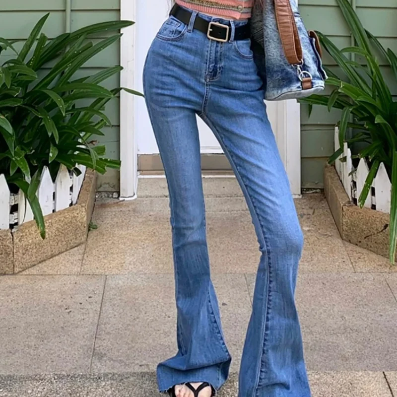 

Женская весенняя одежда в стиле ретро, брюки подковы, новинка 2023, облегающие, длинные, широкие, женские джинсы