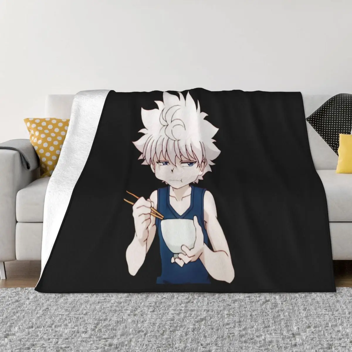 Милое черное одеяло Killua Zoldyck Hunter X с забавным мемом Manga Baka Otaku для женщин и мужчин