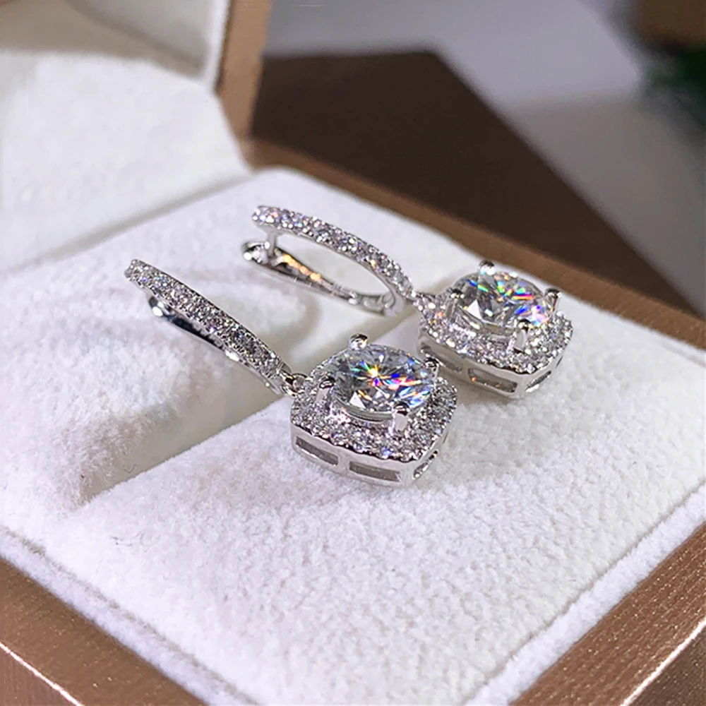 

2022 News Trendy Square Shape Drop Earrings Brilliant Bridal Engagement Wedding Jewelry Elegant Female Dangle Earring Fine Gift