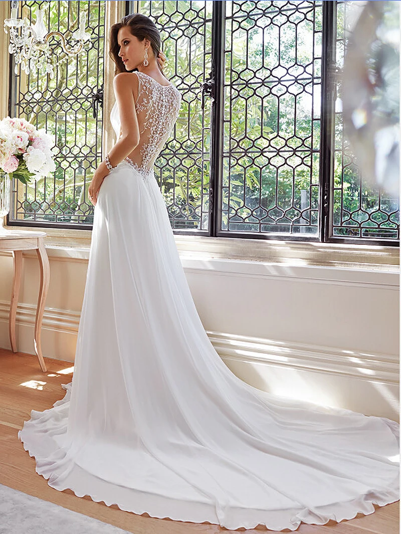 

Boho Wedding Dress Sexy Beach Wedding Dress V Neck Bridal Gown Spaghetti Strap Chiffon Backless Vestido De Noiva Brautkleid