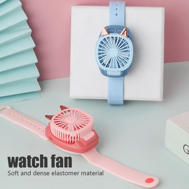 

USB мини-вентилятор для детей и взрослых, перезаряжаемый с мультяшными рисунками, маленький ручной