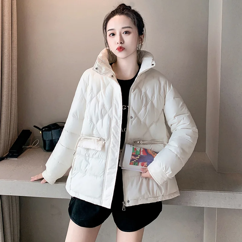 Women's Jacket Winter Parkas Coat Drawstring Fashion Outwear Pocket Short Coat Autumn Winter Ladies Puffer Jacket