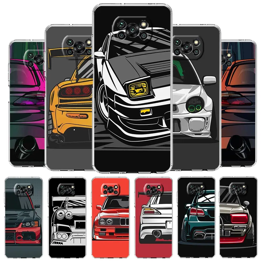 

Japan JDM Sports Car Phone Case For Xiaomi Poco X3 NFC F3 M3 X4 M4 Pro 5G Mi 11 12 Lite Ultra 11T 11X 12T Pro 11i Clear Cover