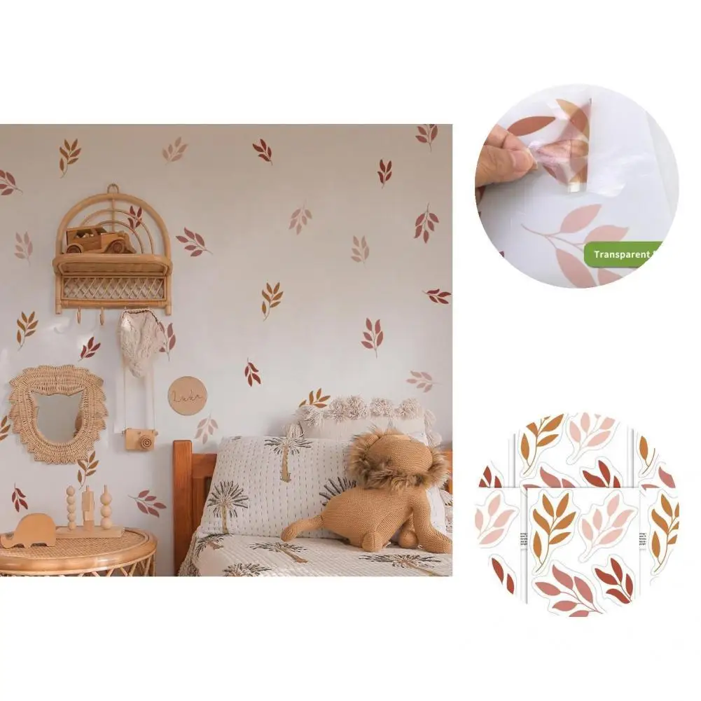 

6 Sheets Wall Decals Colorfast Tear-resistant Removable Elegant Leaf Pattern Wall Murals Wall Murals for Living Room