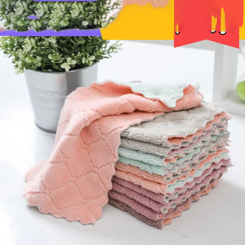 

Clean Towel Dishcloth Household Absorbent Dishcloths Non Oil Kitchen Supplies Table Wipe Hand Small Washcloth Hair Households