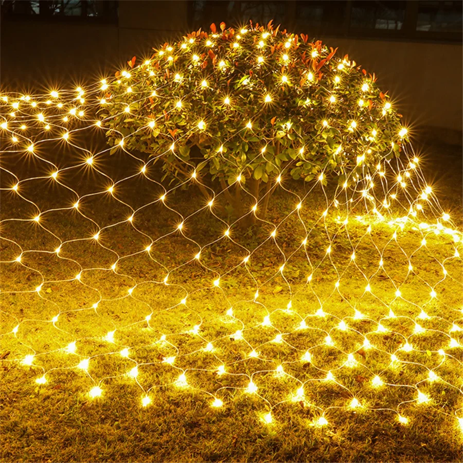 2x3/3x3/10x1/6x4M LED Net Mesh Light Christmas Window Curtain String Light Outdoor Fairy Light Garland for Wedding Holiday Decor