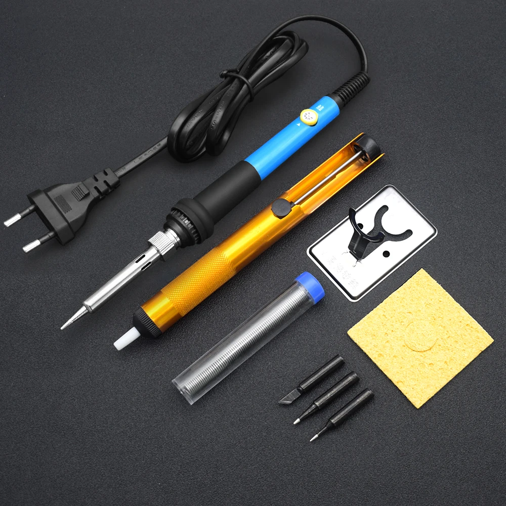 

60W Electric Soldering Iron Handle Adjustable Temperature Welding Solder Station Rework Heat Tip Repair Tool Kit EU/US Plug