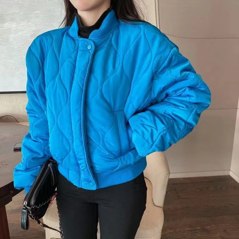 Women's Short Cotton Padded Jacket 2022 Spring Autumn Winter  Down Winter Parkas Female Fashion Long Sleeve Bomber Outwear Coat