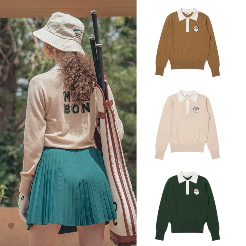 

2022 New Golf Clothing Women's Long Sleeve Knitted Wool Warm Korean Sports Top