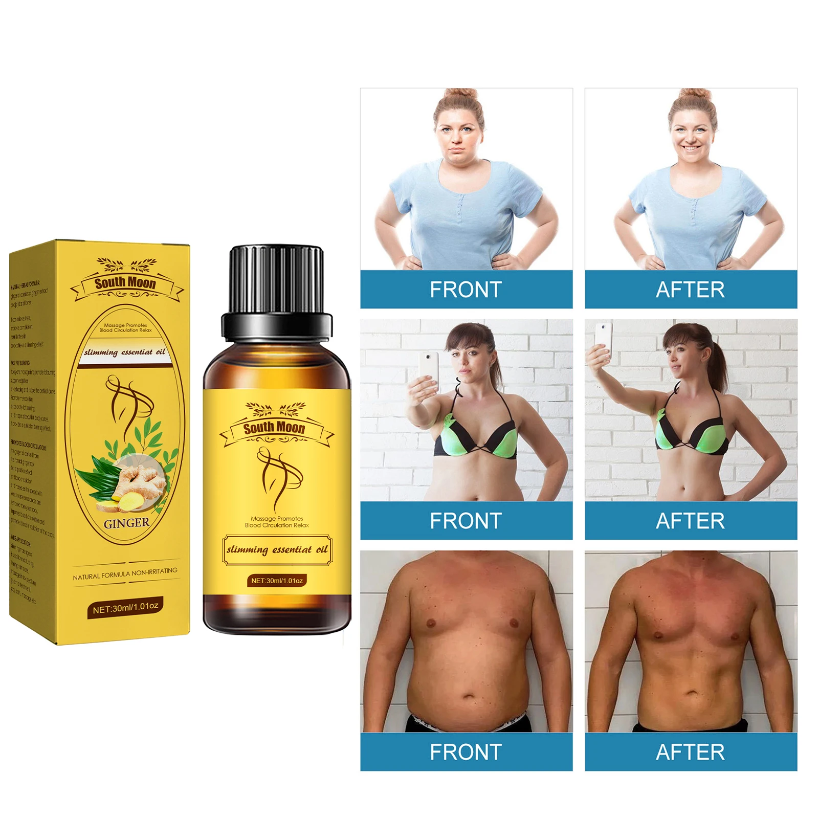 

3pcs Ginger Oil For Lymphatic Drainage Belly Off Slimming Massage Oil Aromatherapy Oils Drainage Ginger Oil Essential For Body