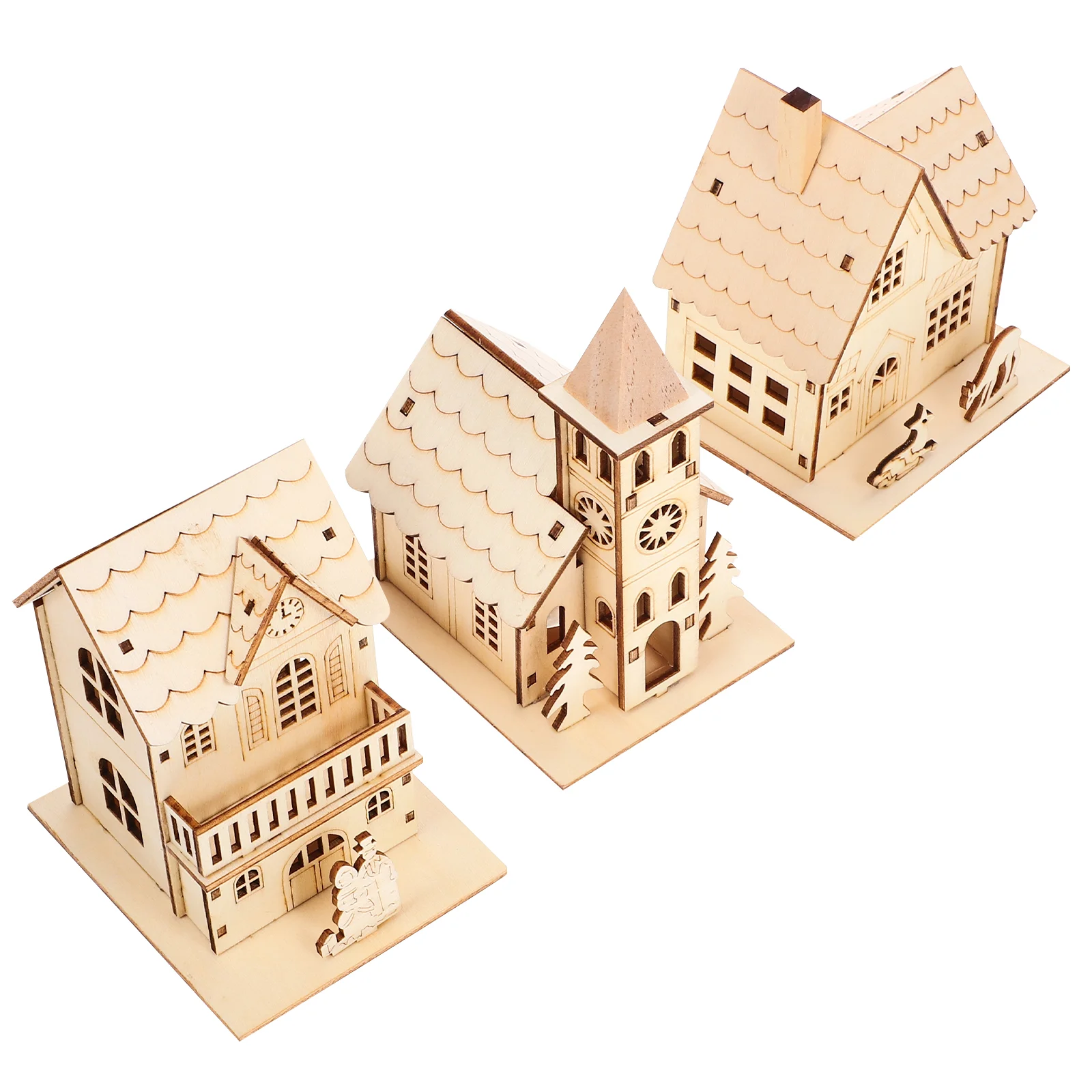 

Creative Christmas Decorations Wooden Luminous Cabin Decorations Mini House Shape Decorations Micro House Landscape Decors
