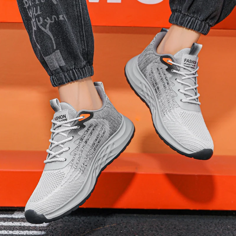 Men Shoes Lace-Up Men Sneakers Breathable Casual Sports Shoes Man Outdoor Running Shoes Fashion No Slip Mesh Sneaker Male