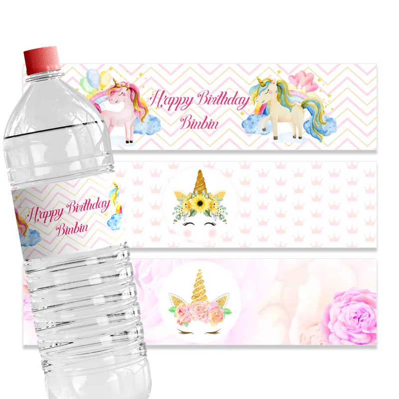 Наклейка с единорогом для вечеринки пользовательское имя текстовый декор