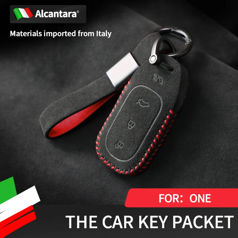 

Alcantara Suede Car Key Case For Ideal ONE, L9 Car Remote Key Ring Suede Protective Cover Cover Accessori Folding car keychain