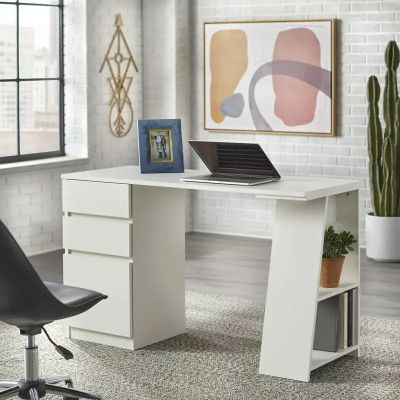 

Writing Desk with 3 Storage Drawers, White