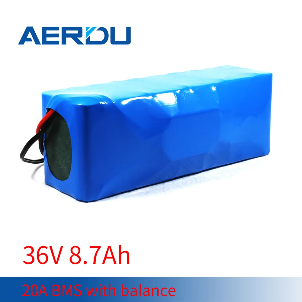 

AERDU 36V 8.7Ah 10S3P 18650 Li-ion Battery Pack 2900mAh Cells for Motor Electric Scooter Vehicle Bicycle Built-in BMS DC T Plug