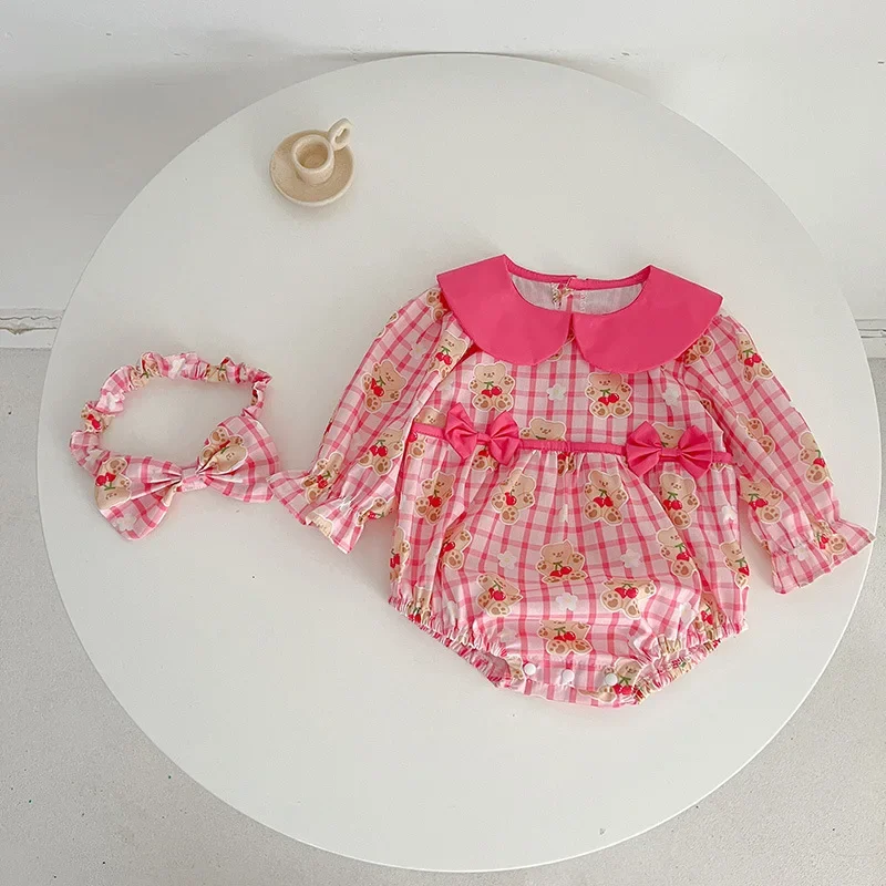 Весенне-осеннее милое боди с длинными рукавами и воротником Питер Пэн для