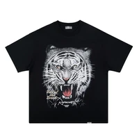 mens 2022 spring and summer new high street tiger year limited tiger head print loose american retro short sleeved t shirt