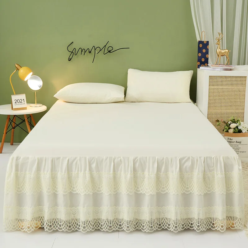 

Korean Style Bed Skirt Sheet Lace Decor Girls Bed Cover Mattress Protect Cover Microfiber Comfortable Solid Home Bed Sheet Only