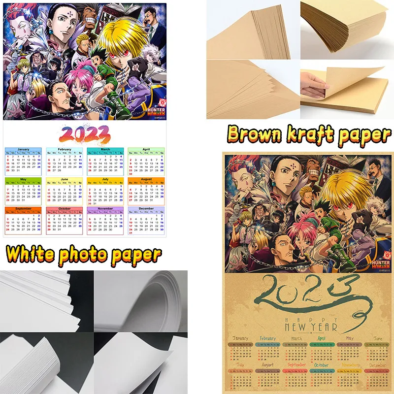 2023 календарь анимационная игра белая фотобумага коричневая крафт-бумага бар