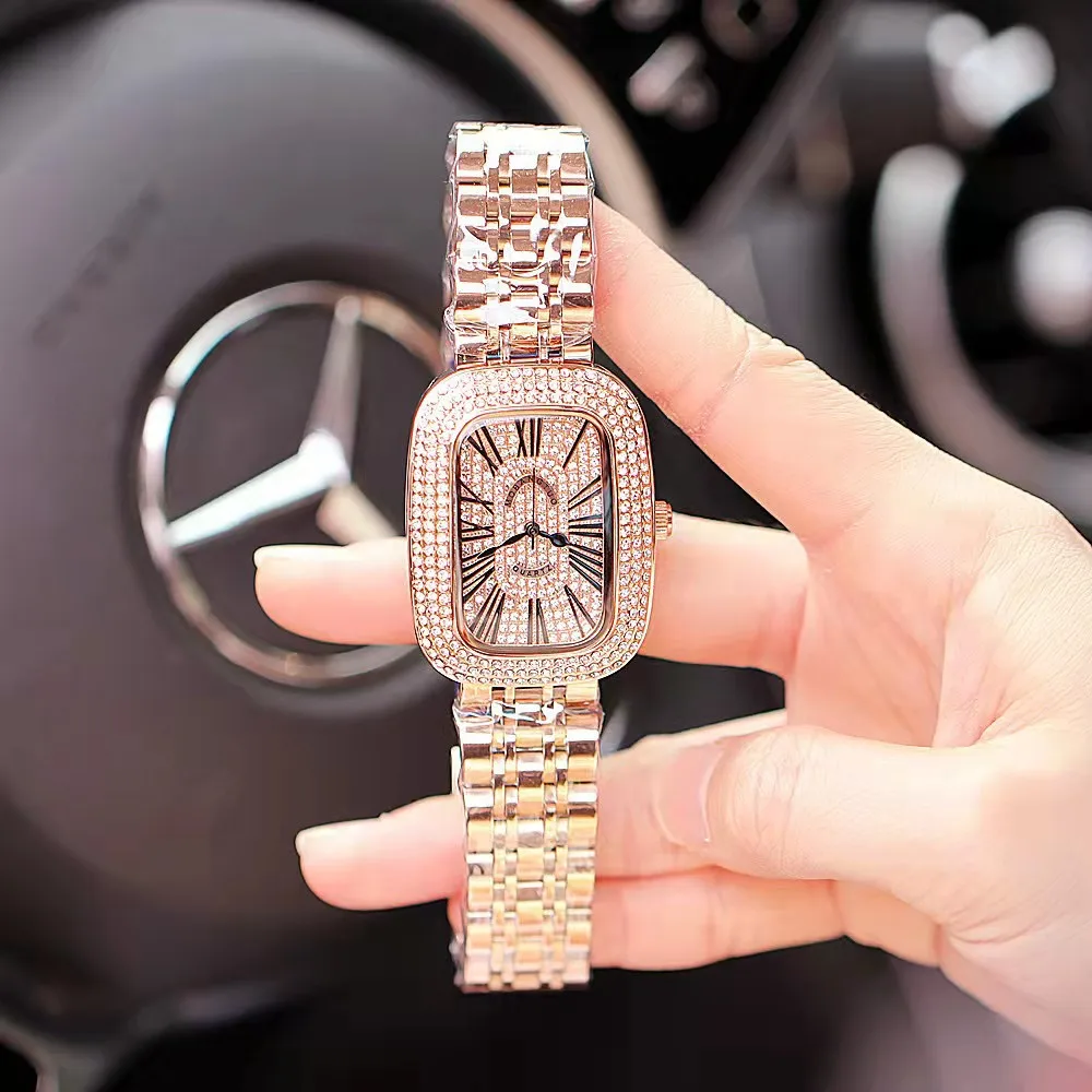 Часы женские кварцевые в римском стиле изящные модные с браслетом из нержавеющей