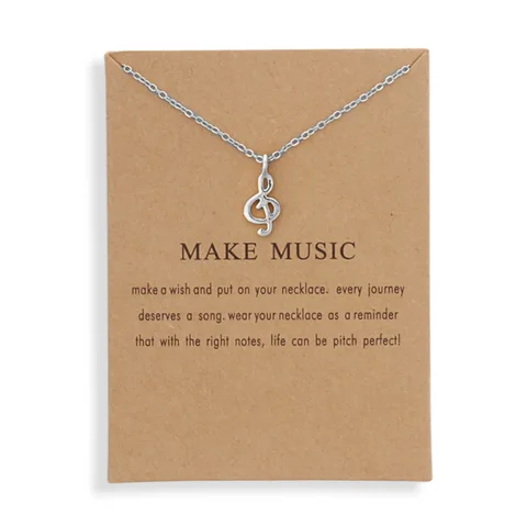 Новые модные серебряные и золотые ожерелья из сплава с подвеской в виде музыкальных пожеланий для женщин и девушек модные ювелирные изделия