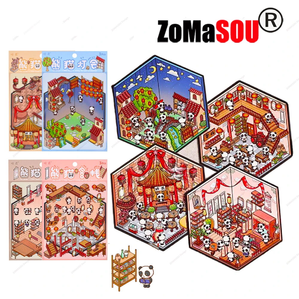 Новинка! Китайский бандан милые 3D наклейки для ландшафтного дизайна миниатюрная