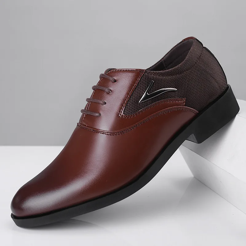 

Oxford Shoes for Men Leather Business Dress All-Match Casual Shock-Absorbing Wear-Resistant Footwear Chaussure Homme Office Mens