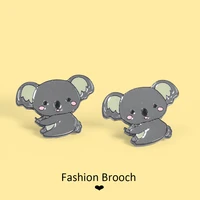 muy bien cartoon cute koala metal brooch animal enamel pin badge for men women fashion jewelry lapel shirt backpack decoration