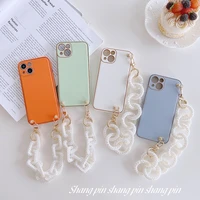 phone lanyard for iphone 11 12 13 mobile phone case female for iphone13 pro max creative pearl pattern hand chain 13mini case