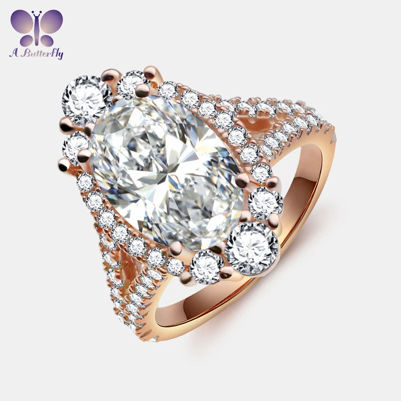 

AButterfly Luxury 925 Sterling Silver Ring 8*12MM SONA Simulated Diamond Wedding Party Fine Jewelry Ladies Birthday Gift