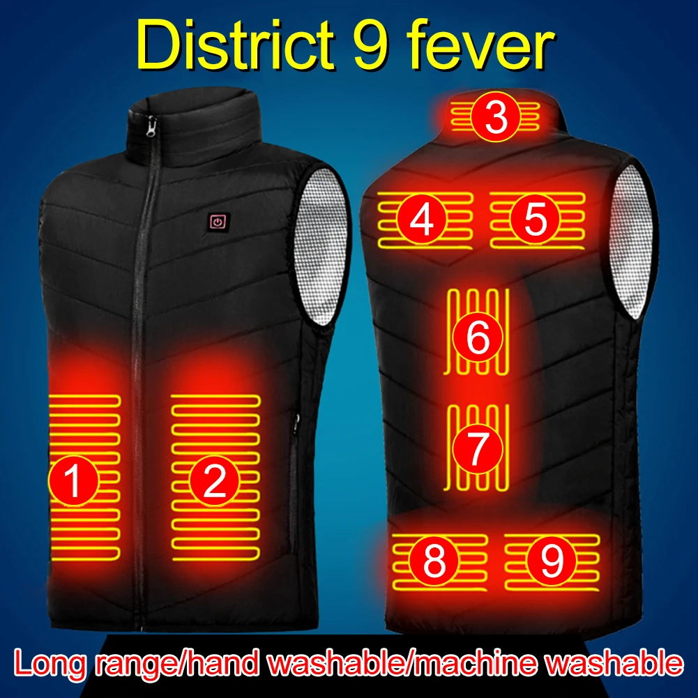 

Куртка унисекс с электрическим подогревом, зимняя ветрозащитная легкая уличная спортивная одежда с 9 зонами для обогрева, на молнии, с USB