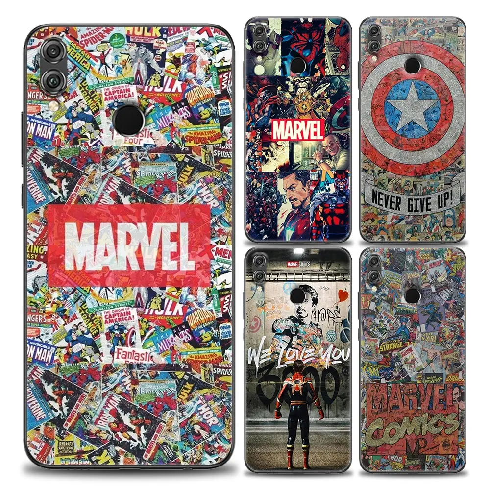 

Marvel Logo Avengers Heros Comic Phone Case For Honor X8 60 8X 9X 50 30i 21i 20 9A Play Nova 8i 9 SE Y60 Magic4 Pro Lite Cover