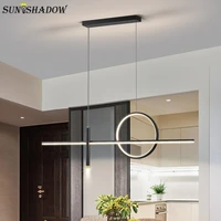 indoor home led pendant light 110v 220v modern led pendant lamp for dining room kitchen living room blackwhite 110cm chandelier