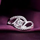 Женские обручальные кольца с двойным цирконием, серебристые Колечки 925 пробы, роскошные модные ювелирные украшения, 2021