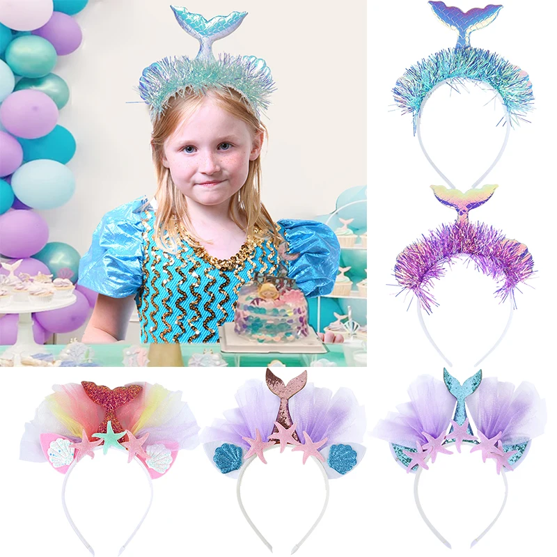 

1pcs Mermaid Tail Headband Baby Shower Birthday Party Underwater World Theme Party Cosplay DIY Decoration Accessories Kids Gifts