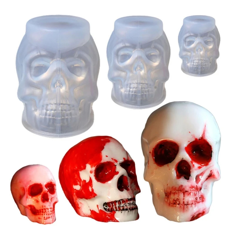 

3D форма в виде черепа, черепа из смолы, силиконовые формы в виде черепа для свечи, форма для поделок из смолы для торта, конфет, декор для Хэлл...