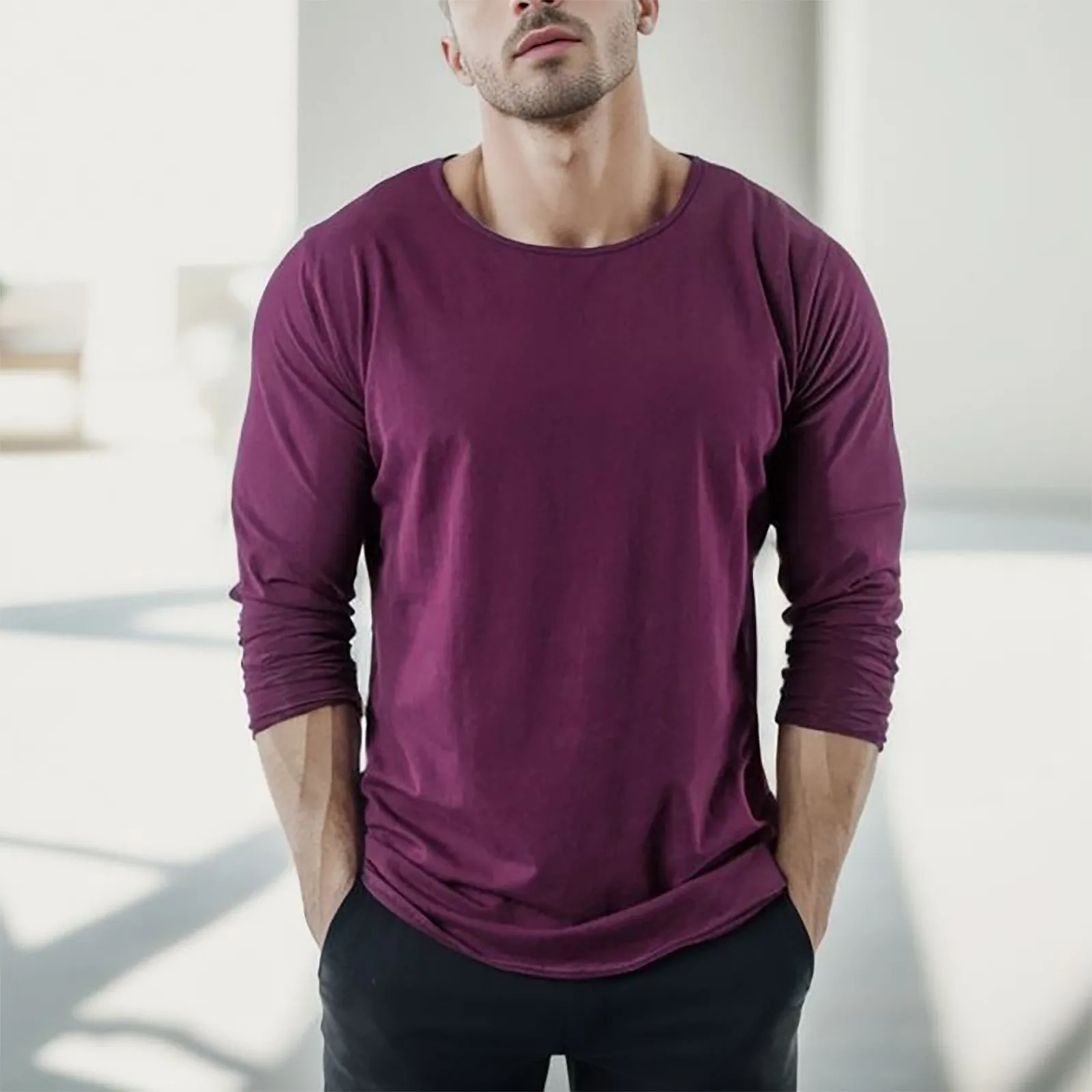 

Men's Muscle Exercise Slim Fit T Shirt Gym Exercise Long Sleeve T Shirt Retro Style daily streetwear