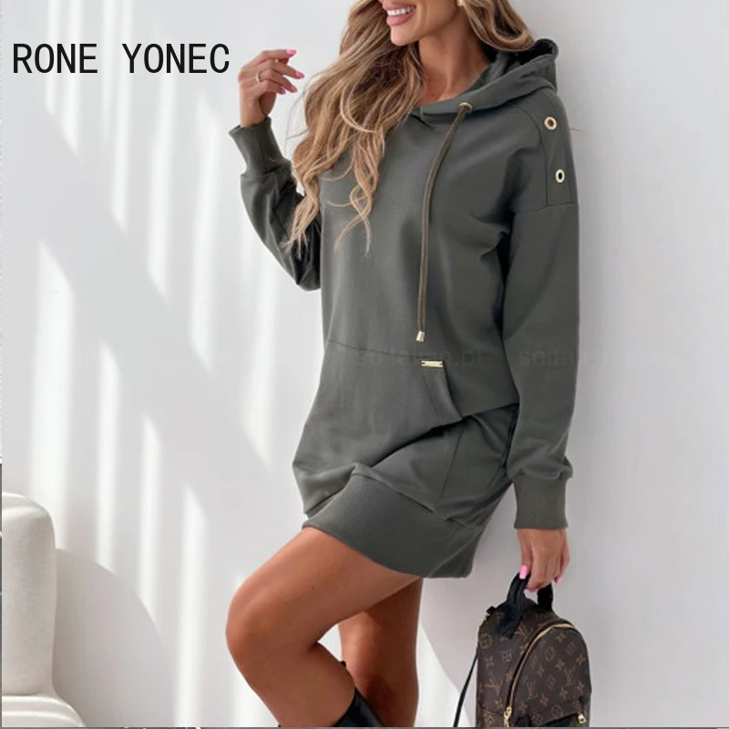 

Женское однотонное повседневное мини-платье-свитшот с длинными рукавами и круглым вырезом