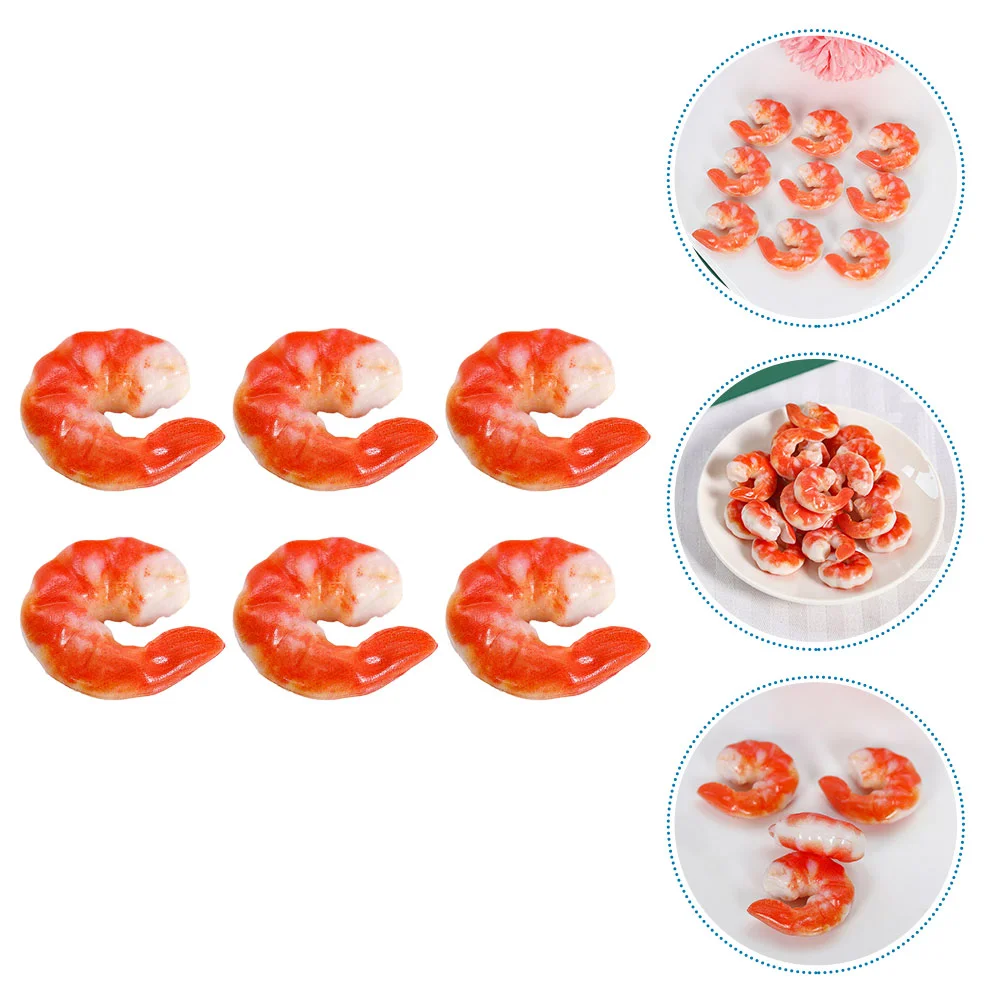 

6 Pcs Shrimp Model Artificial Fake Food Cognitive Models Vivid Crafts Realistic Marine Creature