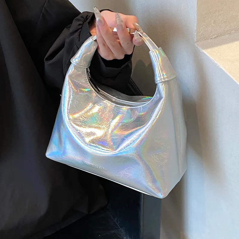 Серебряные сумки для женщин2024Новая модная маленькая сумка прогулок Модная