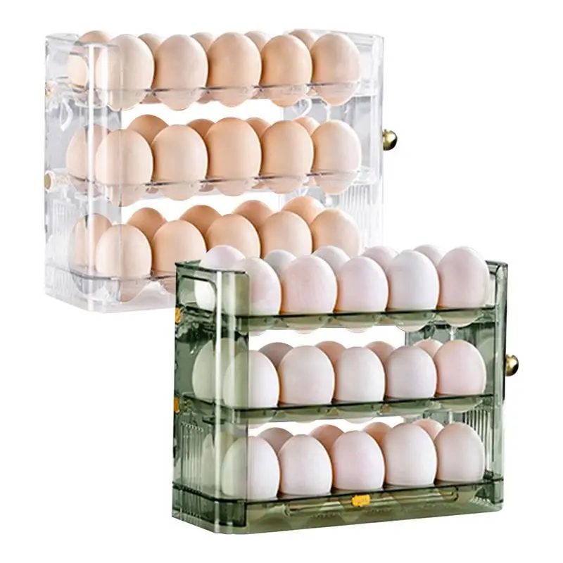 

Refrigerator Egg Organizer Flip Stackable Egg Holder 3 Layer Egg Tray Large Storage Container For Eggs Large Capacity Egg Box